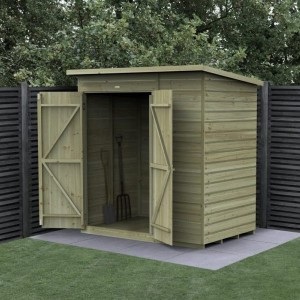 Beckwood Shiplap Pressure Treated 6 x 4 Double Door Pent Shed (No Windows)