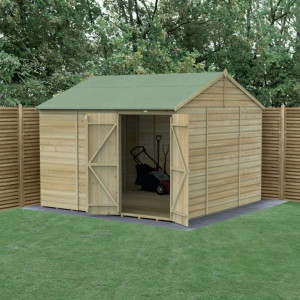 Beckwood Shiplap Pressure Treated 10 x 10 Double Door Reverse Apex Shed (No Windows)