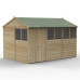 Beckwood Shiplap Pressure Treated 12 x 8 Double Door Reverse Apex Shed (Six Windows)