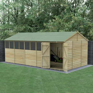 Beckwood Shiplap Pressure Treated 20 x 10 Double Door Reverse Apex Shed (Eight Windows)