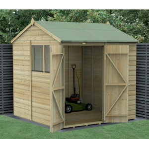 Beckwood Shiplap Pressure Treated 7 x 7 Double Door Reverse Apex Shed (Two Windows)