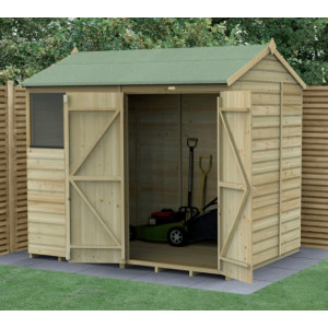Beckwood Shiplap Pressure Treated 8 x 6 Double Door Reverse Apex Shed (Two Windows)