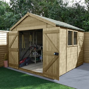 Timberdale Tongue & Groove Pressure Treated 8 x 10 Double Door Apex Shed (Two Windows)