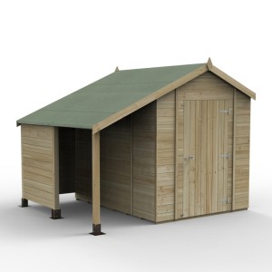 Timberdale Tongue & Groove Pressure Treated 6 x 8 Apex Shed with Log Store (Two Windows)