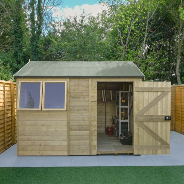 Timberdale Tongue & Groove Pressure Treated 10 x 6 Reverse Apex Shed (Two Windows)