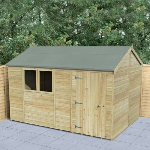 Timberdale Tongue & Groove Pressure Treated 12 x 8 Reverse Apex Shed (Two Windows)