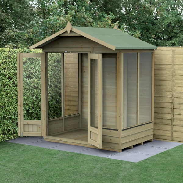 4Life Overlap Pressure Treated 6 x 4  Double Door Apex Summerhouse