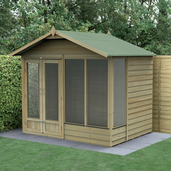 4Life Overlap Pressure Treated 8 x 6 Double Door Apex Summerhouse