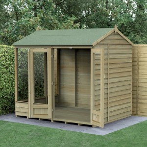 4Life Overlap Pressure Treated 8 x 6 Double Door Reverse Apex Summerhouse