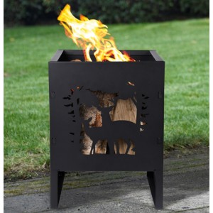 Deer Silhouette Square Fire Basket