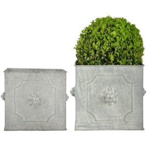 Square Lion Planters (Set Of 2)