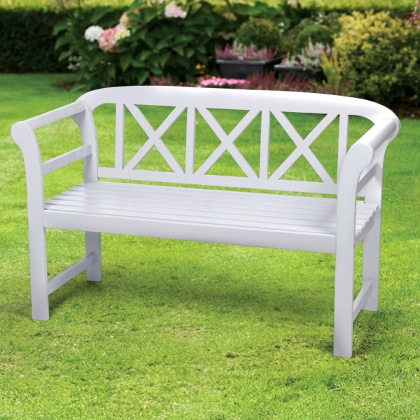 Bewdley Pearl White 2 Seater Garden Bench