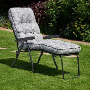 Aspen Leaf Padded Sun Lounger - Grey