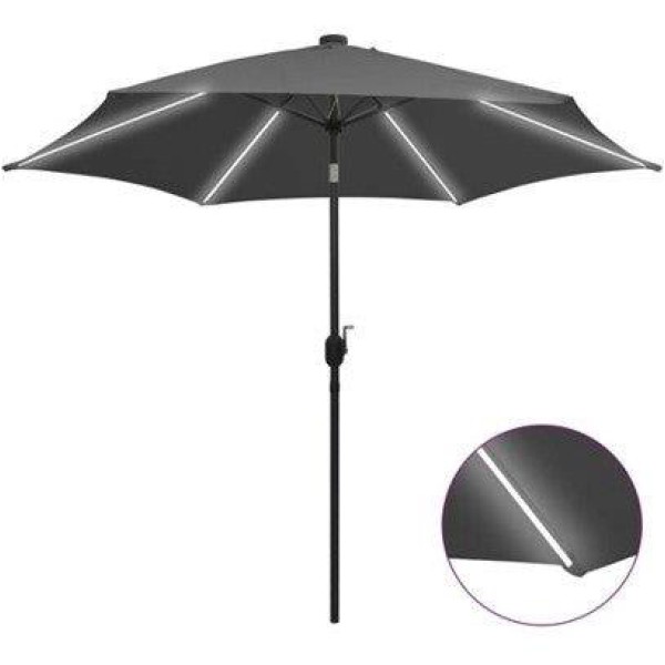 2.7m Crank & Tilt Led Parasol - Grey