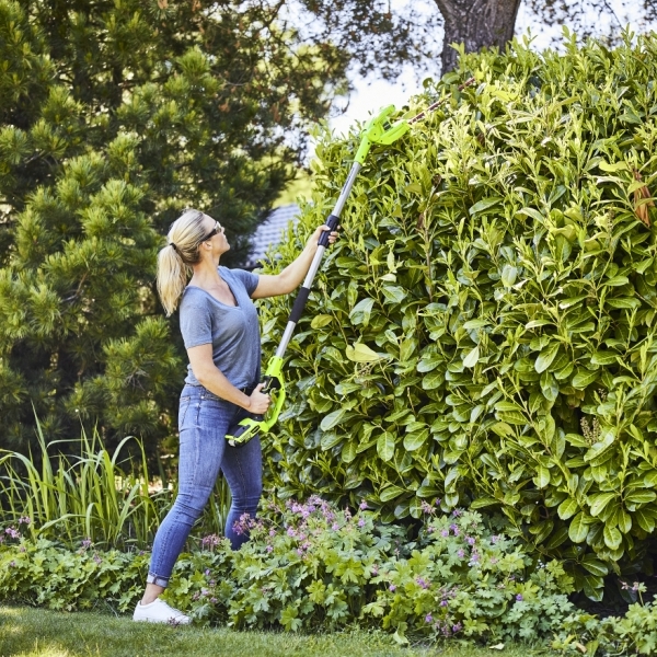 Greenworks long shop reach hedge trimmer
