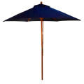 2.5m Wood Pulley Parasol - Navy Blue