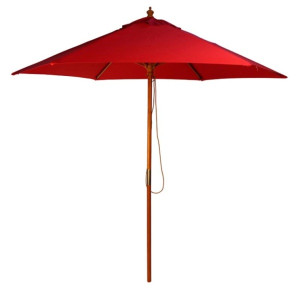 2.5m Wood Pulley Parasol - Red
