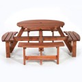 York 8 Seater Round Picnic Bench - Brown