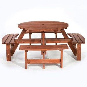 York 8 Seater Round Picnic Bench - Brown