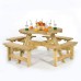 York 8 Seater Round Picnic Bench - Natural Pine