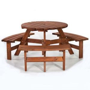 Brentwood Round Picnic Table - 6 Seater Brown
