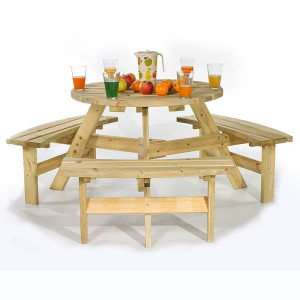 Brentwood Round Picnic Table - 6 Seater