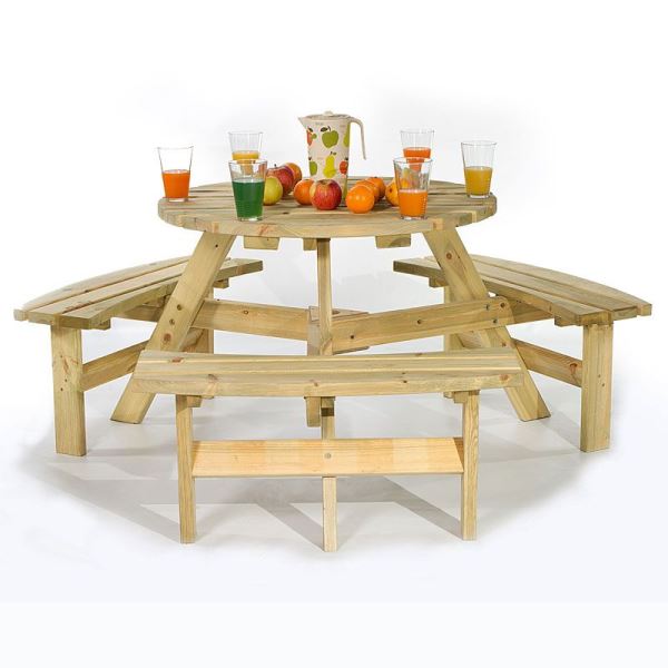 Brentwood Round Picnic Table - 6 Seater