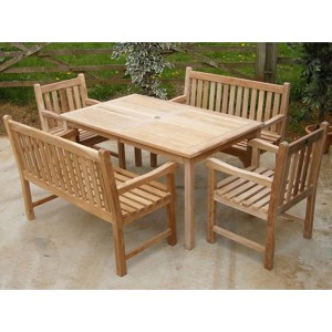 Warwick Teak Bench Rectangular Patio Dining Set