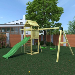 Gaia Pressure Treated Climbing Frame with Swings and Slide