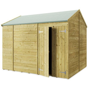 Tongue & Groove 10 x 8 Double Door Apex Shed - No Windows