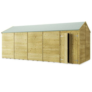 Tongue & Groove 20 x 8 Double Door Apex Shed - No Windows